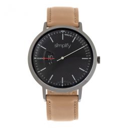 The 6500 Quartz Black Dial Beige Leather Watch