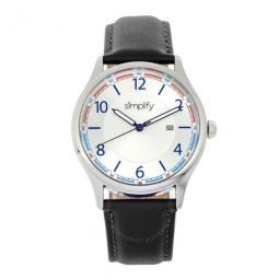 The 6900 White Dial Black Leather Watch