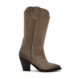 Zara Western Tall Boot - Taupe Suede