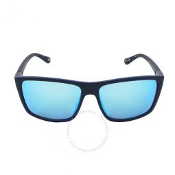 Blue Mirror Rectangular Mens Sunglasses