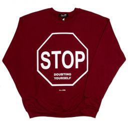 unisex Skim Milk STOP DOUBTING YOURSELF sweater - Cherry Red