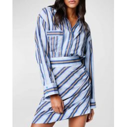 Mini Shirt Dress - Indigo Stripe