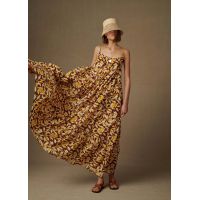 Soeur Procida Floral Maxi Dress - Yellow/Plum Print