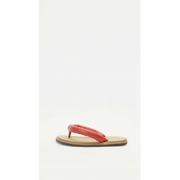 Flip Padded Leather Thong Sandals - Tomato