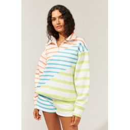 The Pullover - Colorblocked Stripe Ocean