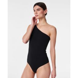 Suit Yourself Ribbed One Shoulder Bodysuit