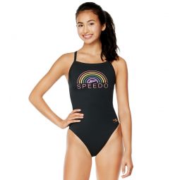Speedo Pride Womens Graphic Flyback One Piece Swimsuit