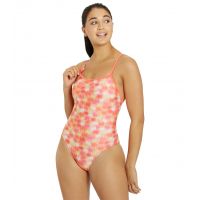 Speedo Vibe Womens Printed Double X Back One Piece Swimsuit