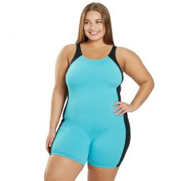 Sporti Plus Size HydroLast Chlorine Resistant Splice Scoop Back Unitard One Piece Swimsuit
