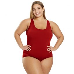 Sporti Plus Size HydroLast Chlorine Resistant Moderate Scoop Back One Piece Swimsuit