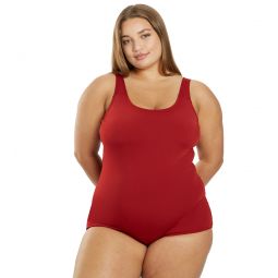 Sporti Plus Size HydroLast Chlorine Resistant Conservative Scoop Back One Piece Swimsuit