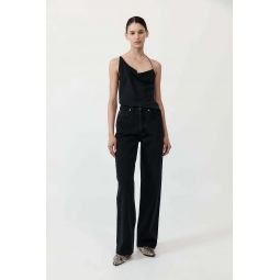 Mid Rise Wide Leg Jeans - Washed Black
