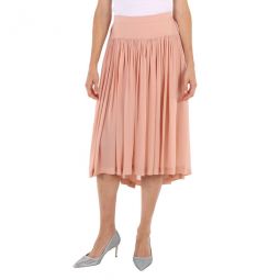 Ladies Rose, Rose Pleated Silk Midi Flare Skirts , Brand Size 38 (US Size 6)
