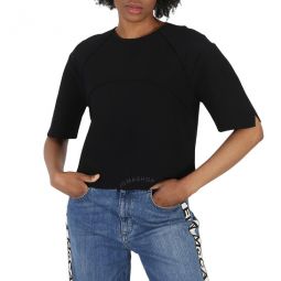 Ladies Black Piped Seam Cropped Top, Brand Size 42 (US Size 8)