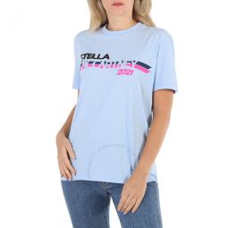 Ladies Light Blue Moto Logo Print T-shirt, Brand Size 38