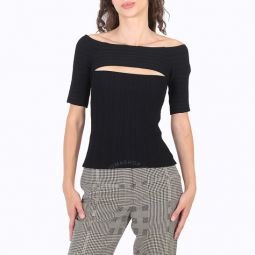 Ladies Black Off-Shoulder Cut-Out Knit Top, Brand Size 38 (US Size 4)