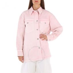 Ladies Pale Pink Logo-Plaque Denim Jacket, Brand Size 38 (US Size 4)