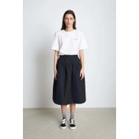 Quilted Midi Skirt - Dark Striped
