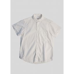 Crinkle Cotton Short Sleeve Single Needle Shirt - White