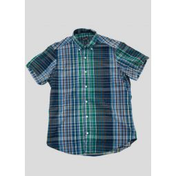 Short Sleeve Single Needle Shirt - Blue Madras