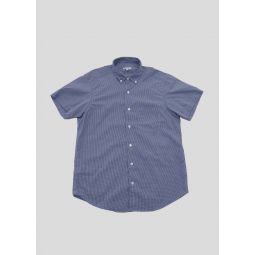 Short Sleeve Single Needle Shirt - Gingham Blue