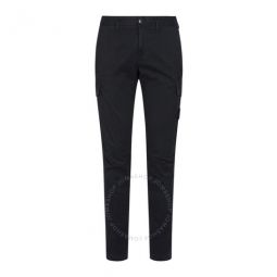 Mens Black Mid-Rise Tapered Cargo Trousers, Waist Size 32