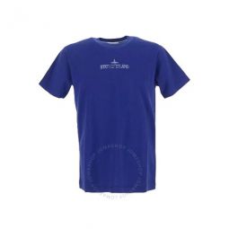 Mens Bright Blue Logo-Print Cotton T-Shirt, Size Medium