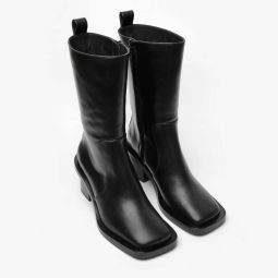 Minna Calf Leather Boots - Black