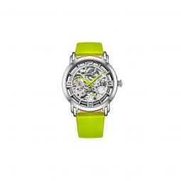 Women's Legacy Leather Silver Skeleton Dial Watch