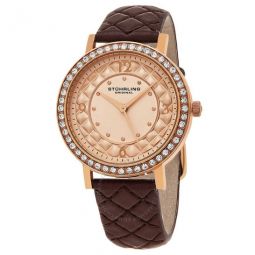 Vogue Rose Dial Brown Leather Ladies Watch