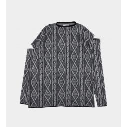 Cable Pattern Knit Sweater - Black
