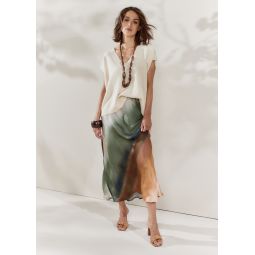 Multicolor Mid-length faded skirt