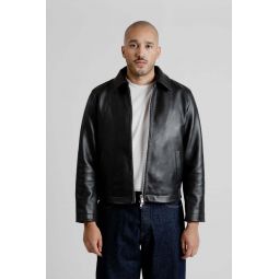 Short Leather Jacket - Black