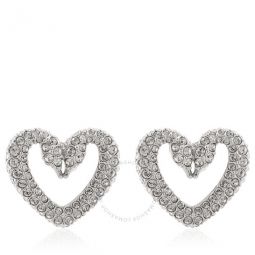 Una Rhodium Plated Heart Stud Earrings
