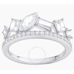 Henrietta Rhodium Plated Stainless Steel and Clear Crystal Ring