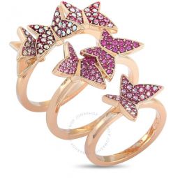 Lilia 18K Rose Gold Plated Stainless Steel Pink and Clear Crystals Stackable Rings