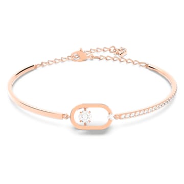 Swarovski Sparkling Dance bracelet, Round cut, Oval shape, White, Rose gold-tone plated