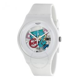 White Lacquered White Silicone Unisex Watch