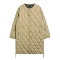 Taion Long Military Crew Neck Quilted Coat - Coyote
