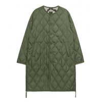 Taion Long Military Crew Neck Quilted Coat - Olive