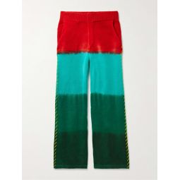 Straight-Leg Embroidered Tie-Dyed Cashmere Trousers