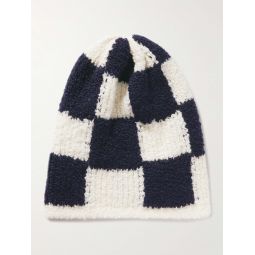Checked Cashmere and Silk-Blend Boucle Beanie