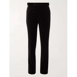 Black Imran Slim-Fit Velvet Suit Trousers