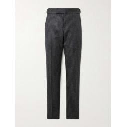 Slim-Fit Tapered Pinstriped Wool-Flannel Suit Trousers