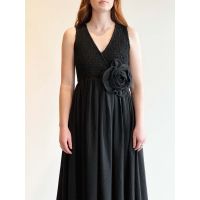 Robinia Smocked Maxi Dress - Black