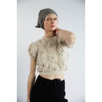 Polina Crochet Knit Top - CREAM