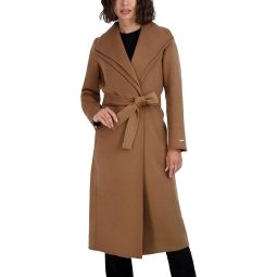 Maxi Double Face Wool Blend Wrap Coat - Camel