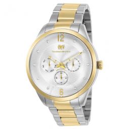 MoonSun Crystal Silver Dial Two-tone Mens Watch 117040