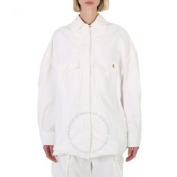 Ladies White Short Coat Shirt, Brand Size 40 (US Size 6)