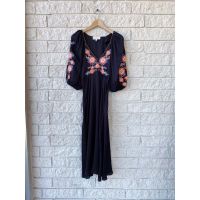 The Sagebrush Dress - Navy Country Floral Embroidery